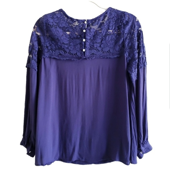 H&M MAMA Top M Medium Maternity Blue Lace Blouse - Picture 3 of 7